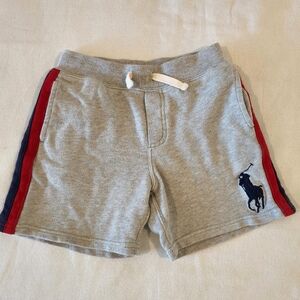 Polo Ralph Lauren Boys Sz 7 Gray Big Pony Side Stripe French Terry Shorts